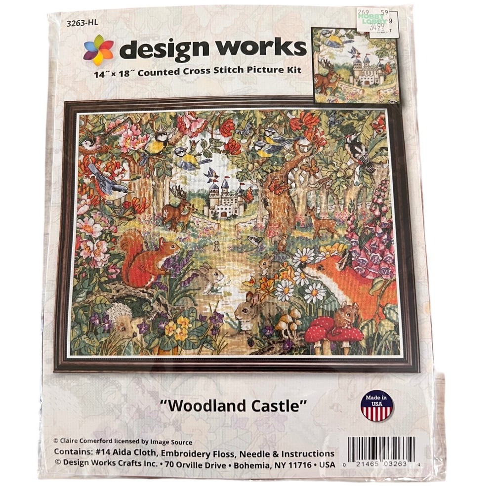 Design Works Woodland Castle Counted Cross Stitch Kit 14x18 Forest Animal